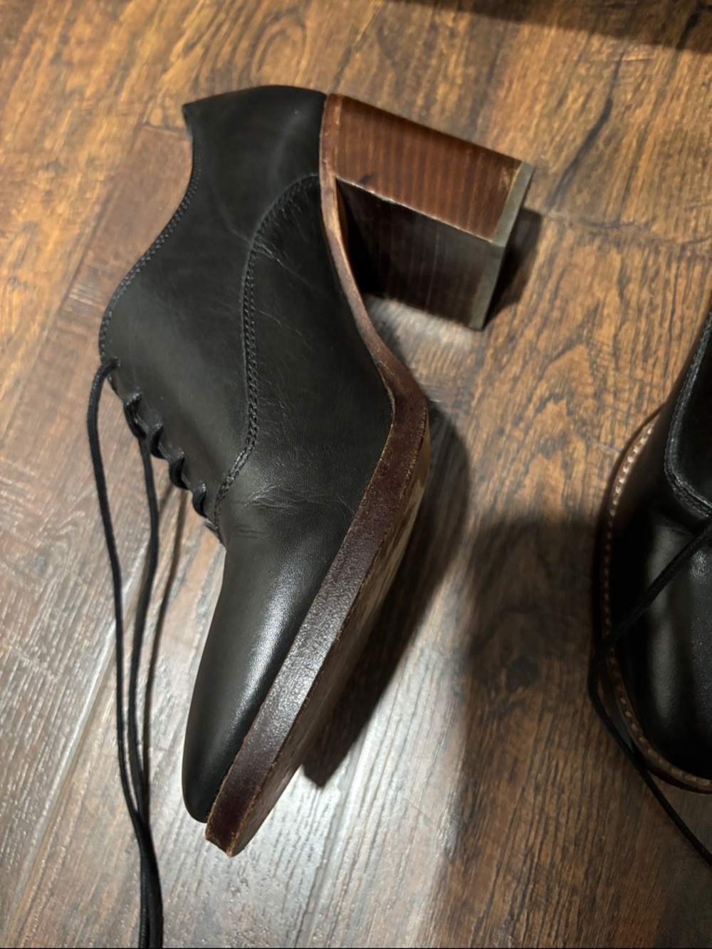 Patricia Nash Black Leather Lace-Up Ankle Booties - Picture 4 of 7